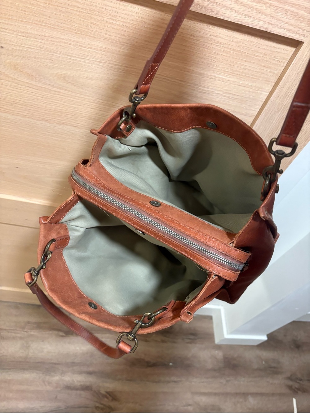 American Leather Shoulder Tote in Warm Cognac - Picture 5 of 7
